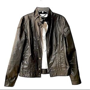Banana Republic Vegan leather cotton black stretch Lined biker jacket, Size XS